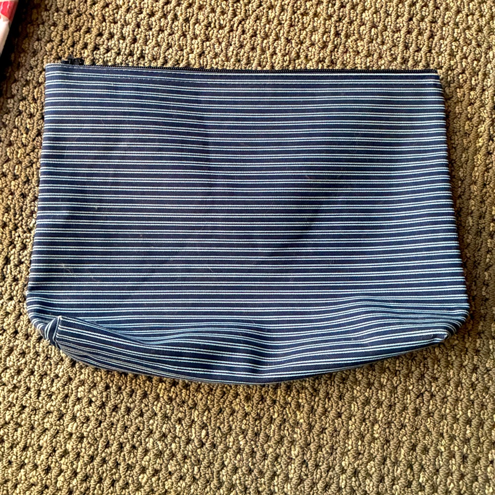 2 for $10: Thirty one Striped Blue zipper pouch
